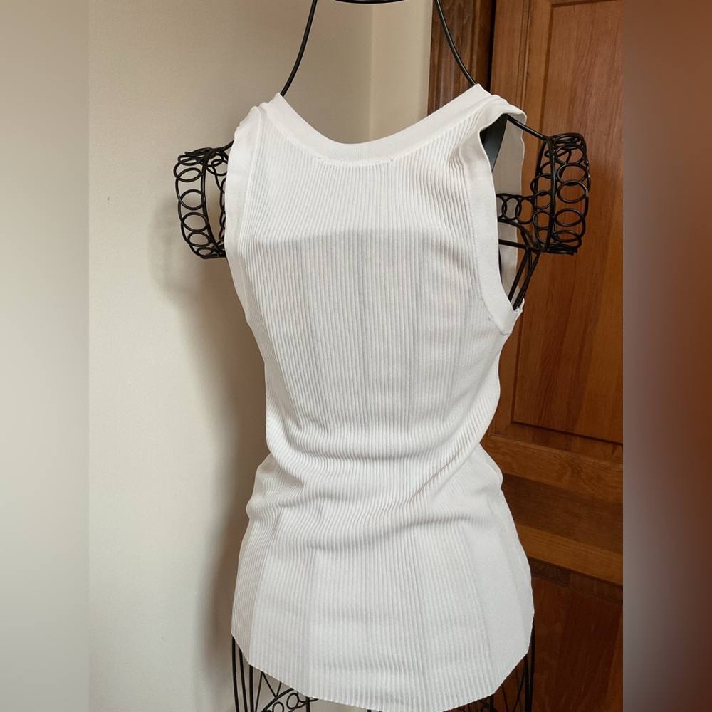 Zara White Ribbed Tank Top XS - Picture 5 of 5